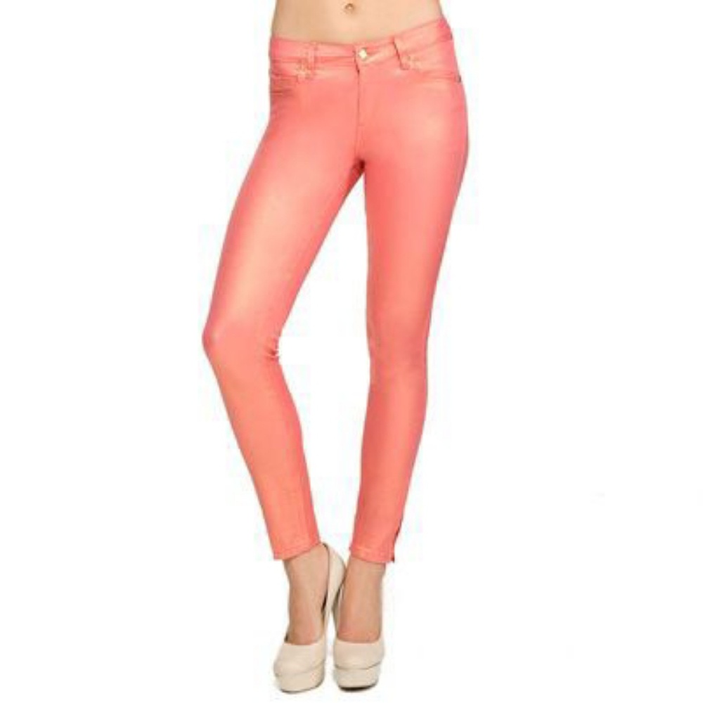 Justfab Coral Sparkle Signature Skinny Jean